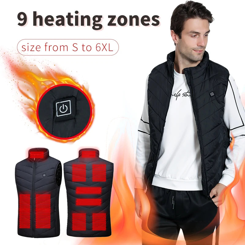 Electric Thermal Gilet for Men — 9 Heating Panels, Battery-Operated Insulated Layer, Outdoor & Everyday Wear | Thomler