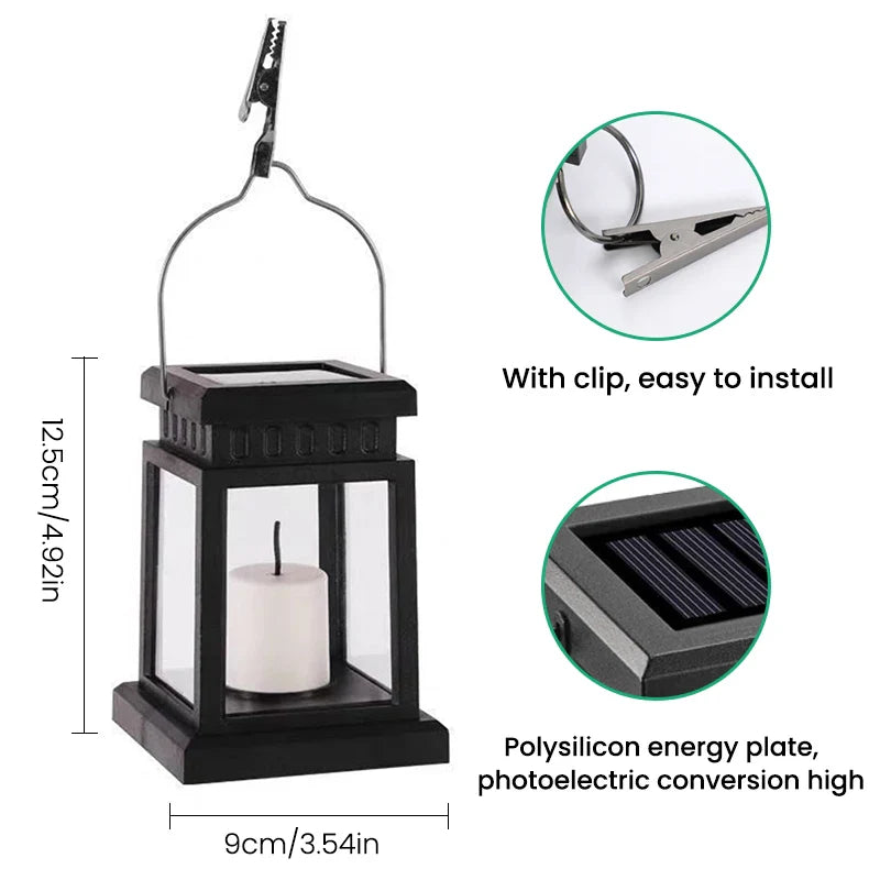 Lantern ABS Solar 5 in Outdoor Hanging Garden Patio Candle Light Waterproof Weatherproof | Thomler