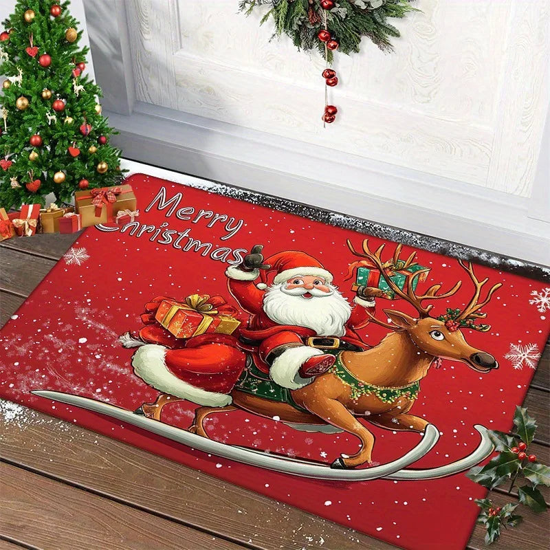 Holiday Door Mat Festive Welcome Rug Non-Slip Entry Decor for Front Porch Indoor Entryway Year-Round Seasonal Celebrations | Thomler