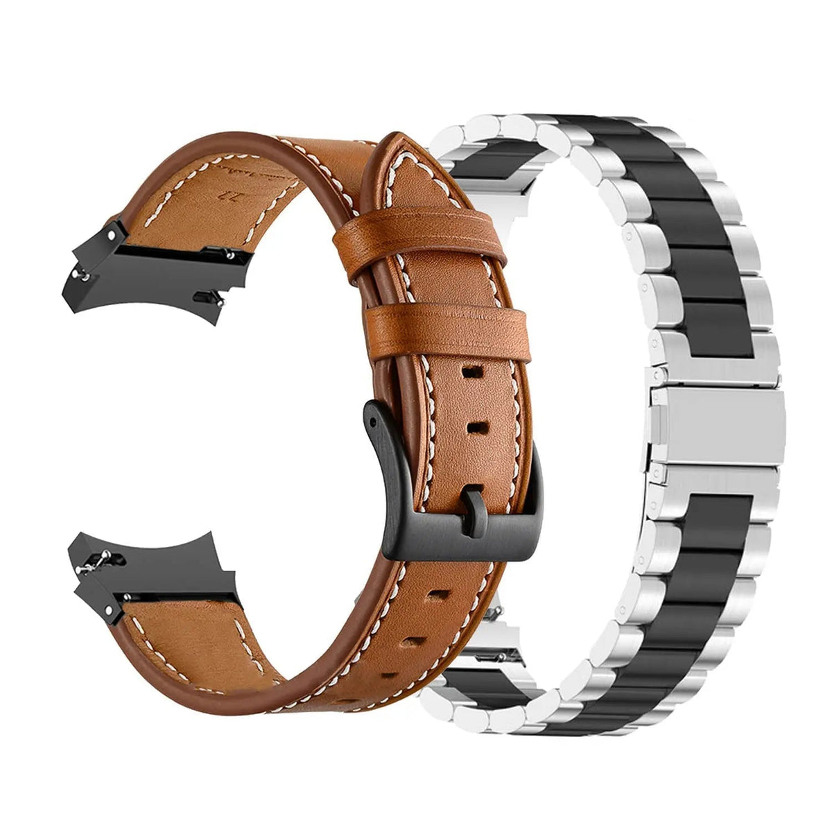 Leather & Steel Smartwatch Strap for Galaxy Watch 5 – Adjustable Wristband in Multiple Finishes | Thomler