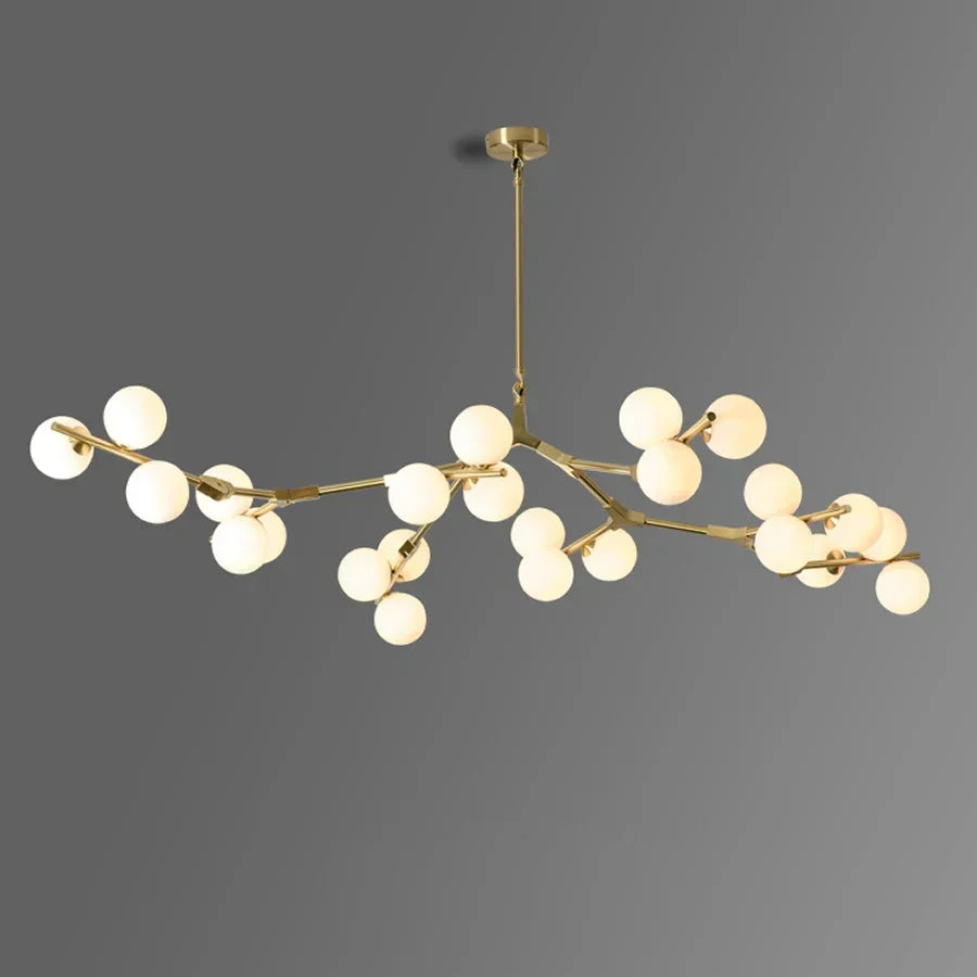 Pendant Light Metal Branch 178.0 cm Matte Glass Living Room Dining Room Ceiling Chandelier Adjustable Multi Globe Lighting | Thomler