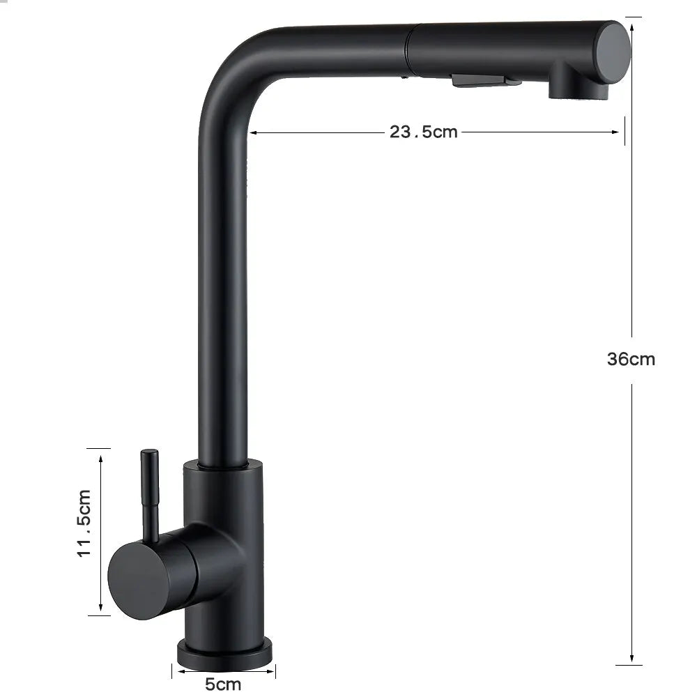 Pull-Down Kitchen Faucet with Dual Spray Modes – Single Handle Stainless Steel Sink Mixer for Hot & Cold Water, Modern Deck Mount Tap for | Thomler