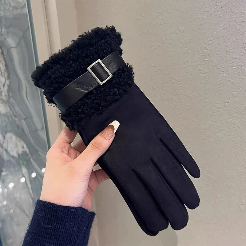 Women's Insulated Touchscreen Gloves with Sherpa Lining – Windproof Winter Cycling Running Ski Gloves | Thomler