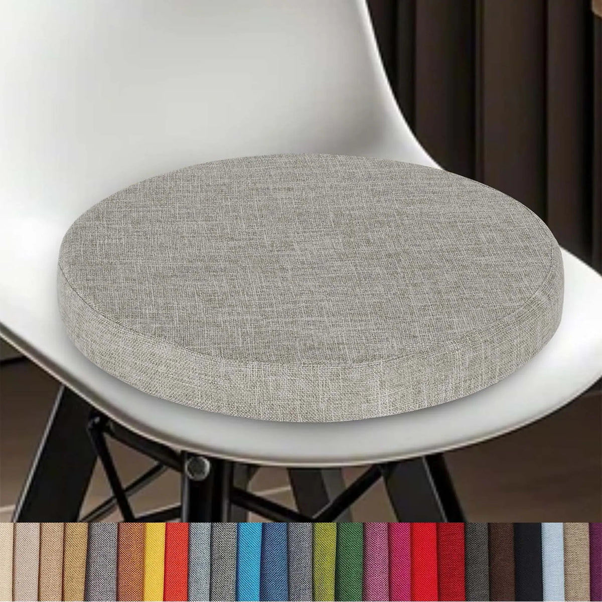 Round Seat Pad with Zipper – Machine-Washable Cotton-Blend Stool Cushion for Kitchen, Dining, Bar & Office Chairs | Thomler