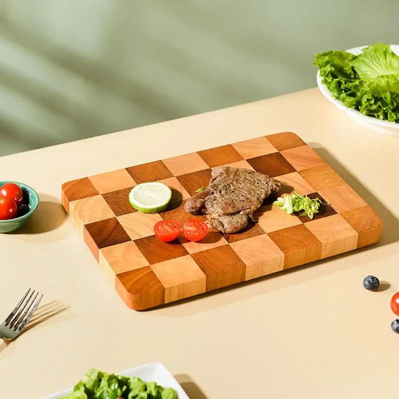 Checkerboard Beechwood Cutting Board for Everyday Kitchen Use, Thick Hardwood Chopping Block for Vegetables and Meat | Thomler