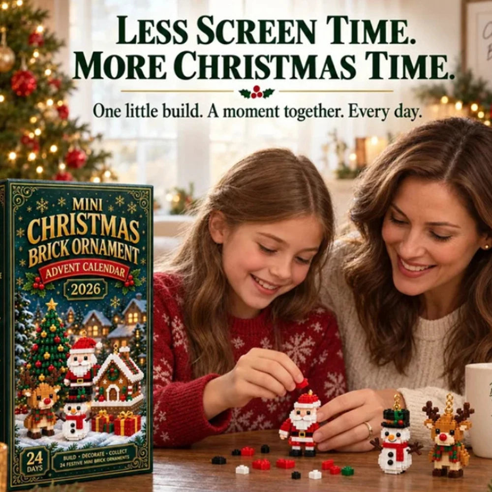 24-Day Christmas Countdown Building Block Advent Calendar with Surprise Ornaments for Holiday Tree Decorating | Thomler