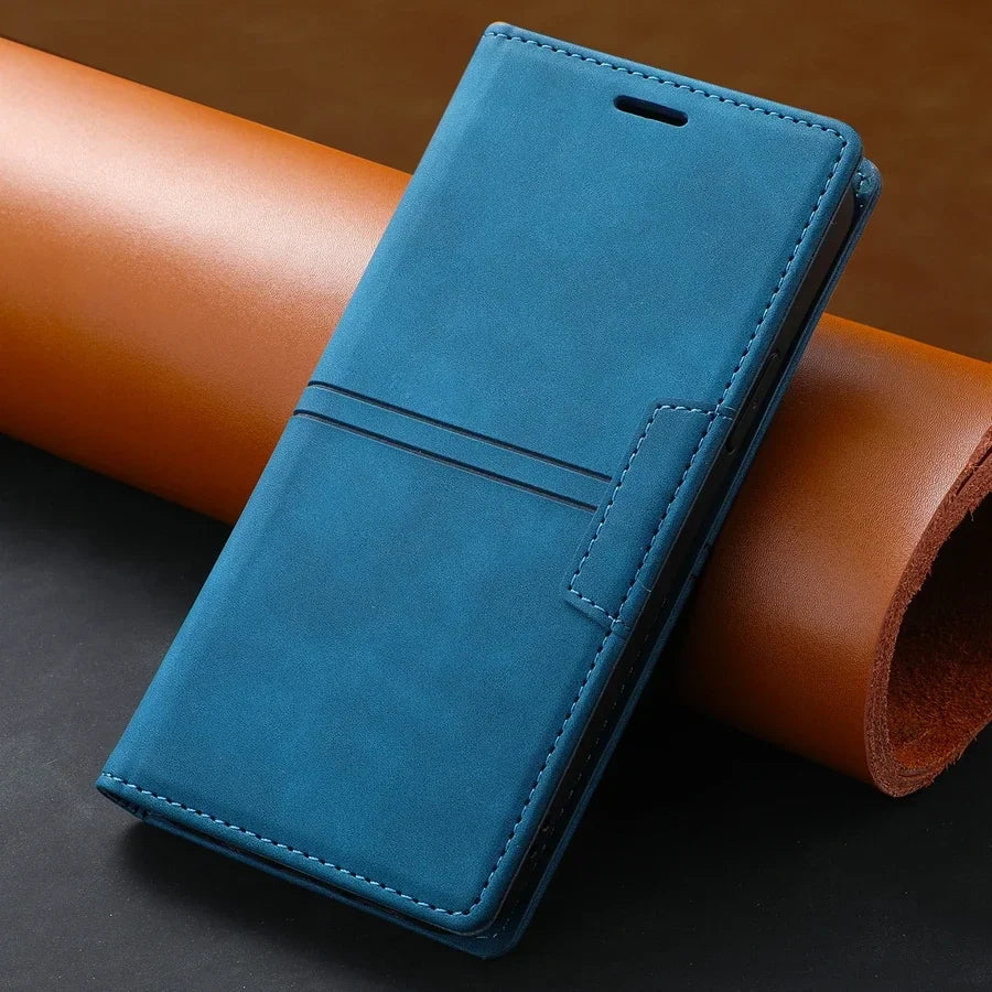 Leather Flip Wallet Case for Google Pixel | Magnetic Folio Phone Cover with Card Slots & Kickstand | Thomler