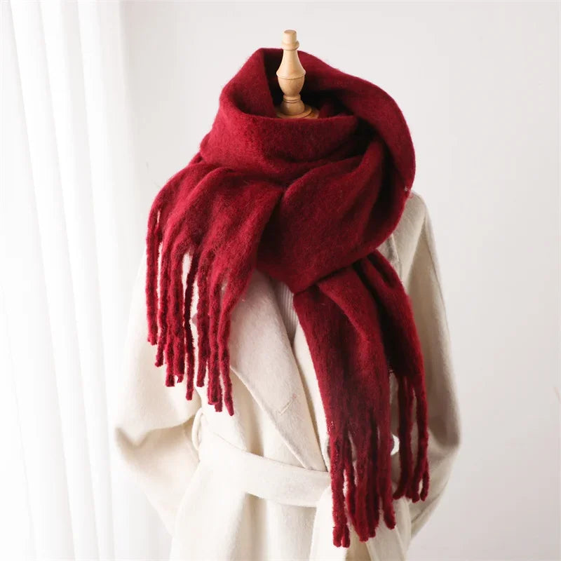 Oversized Pashmina Wrap with Fringe Detail for Women – Plush Viscose Blend Cold Weather Accessory | Thomler