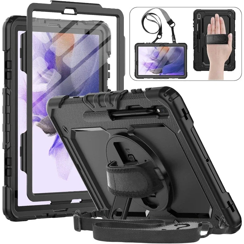 Heavy-Duty Tablet Case for Samsung Galaxy Tab S11–S7 with Rotating Hand Strap, Kickstand & Shoulder Strap | Thomler