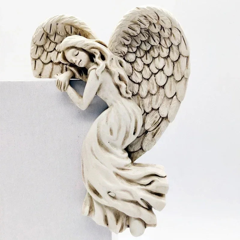 Angel Wing Wall Sculpture for Doorways & Corners – Resin Guardian Décor for Home, Entryway, Garden – Spiritual Protector Art | Thomler