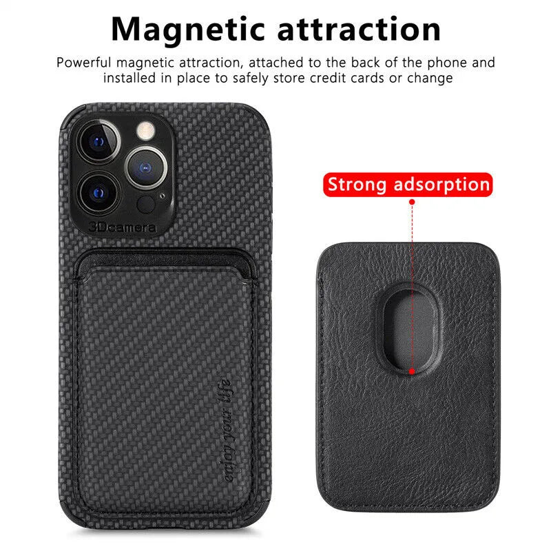 MagSafe Wallet iPhone Case with Card Holder Slot Magnetic Wireless Charging Compatible TPU PU Protection for iPhone 15 14 13 12 11 Pro Max M | Thomler