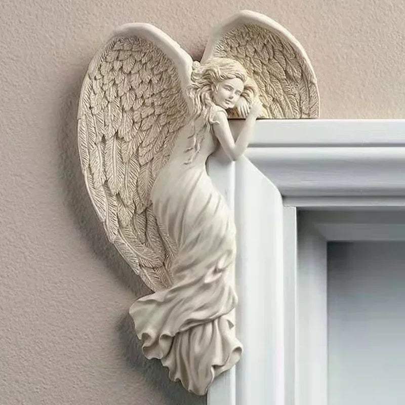 Angel Wing Wall Sculpture for Doorways & Corners – Resin Guardian Décor for Home, Entryway, Garden – Spiritual Protector Art | Thomler