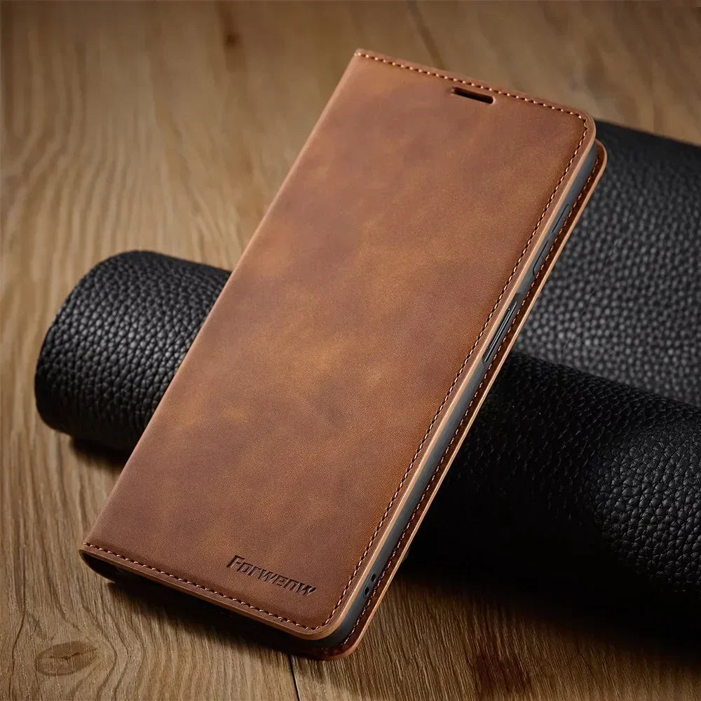 Magnetic Leather Phone Case Folio Wallet Cover with Kickstand for Samsung Galaxy Phones | Thomler