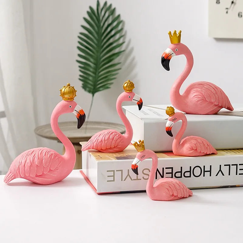 Resin Flamingo Figurine Modern Home Decor Sculpture for Shelf Display Living Room Accent Piece Office Desktop Tropical Bird Statue | Thomler