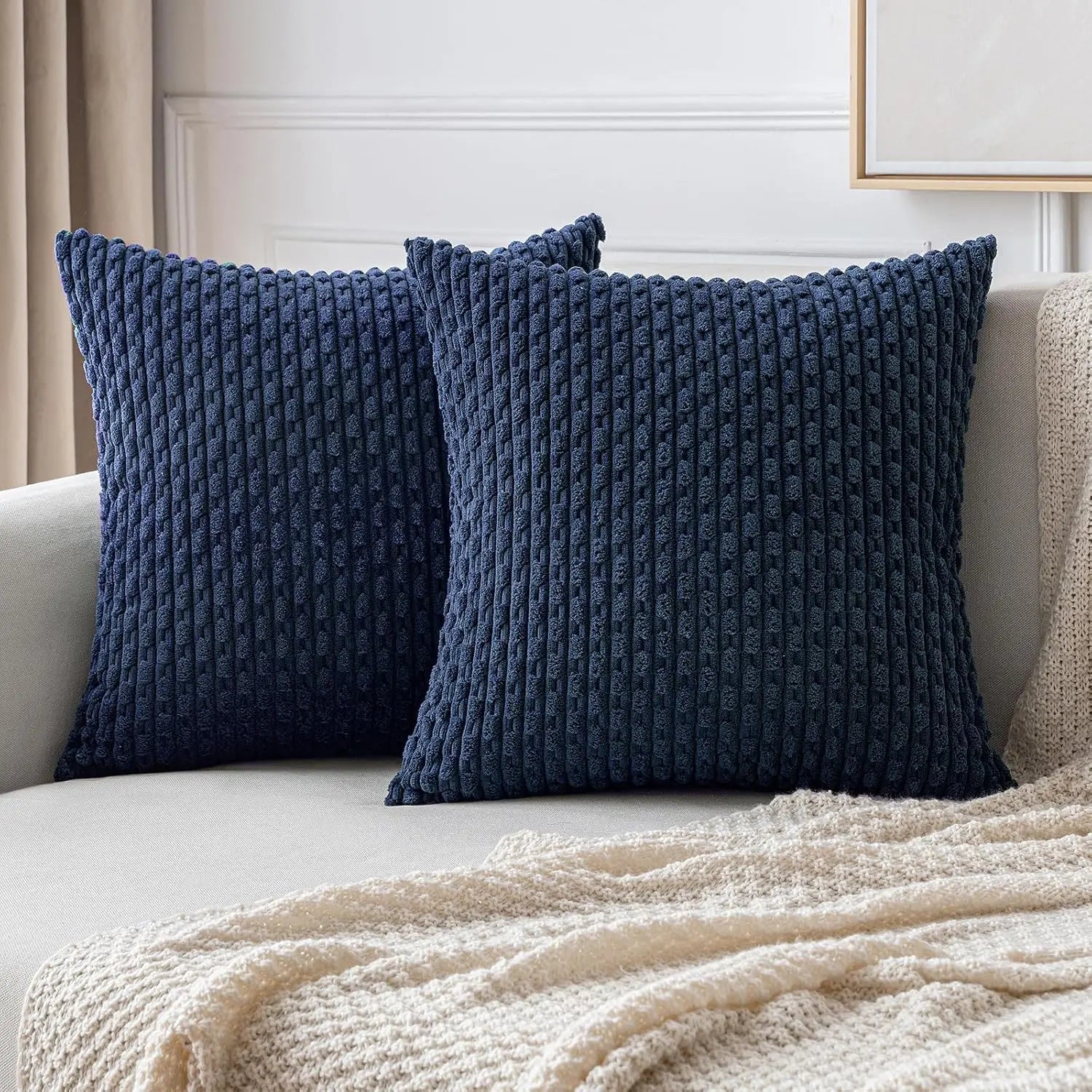 Cushion Cover Corduroy Polyester Cotton 45.0 cm x 45.0 cm Living Room Sofa Ribbed Decorative Scatter Pillow Cover | Thomler