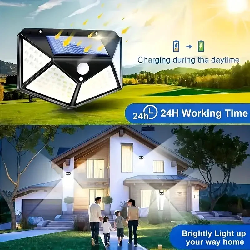 Motion-Activated Solar Security Light with 100 LEDs for Outdoor Walls | Thomler