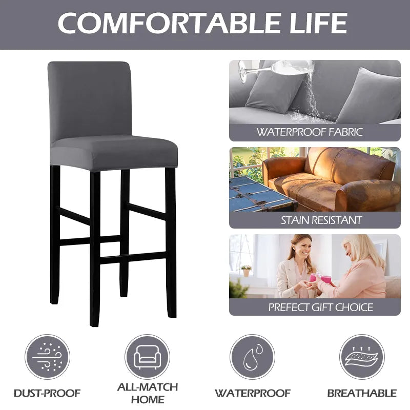 Stretch Bar Stool Cover | Universal Fit Chair Slipcover for Kitchen Counter Stools, Dining Room & Home Bar Seating Protection | Waterproof | Thomler