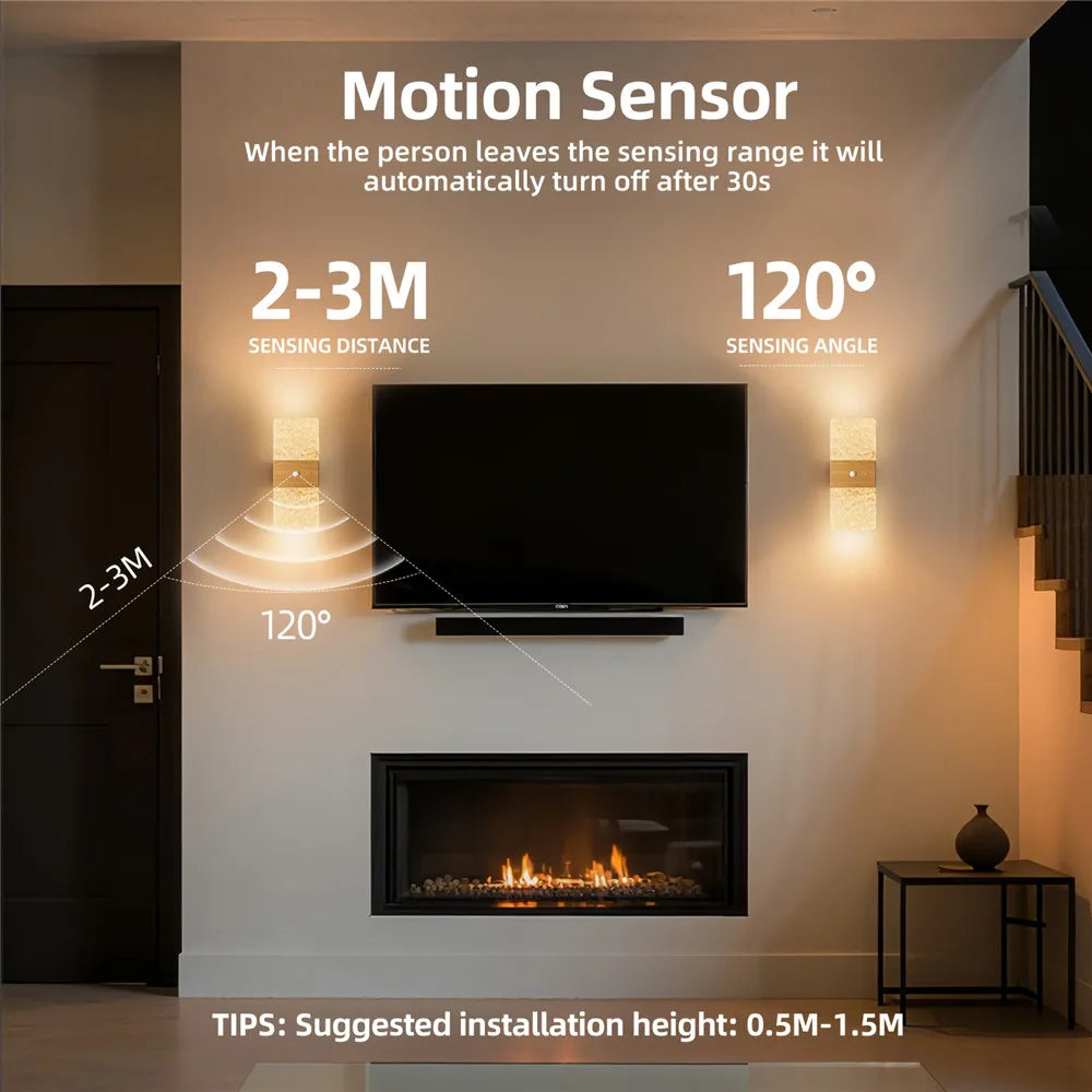 Rechargeable Motion-Activated LED Wall Sconce 2-Pack – Wireless Dimmable Accent Lights for Hallways, Bedrooms & Stairs | Thomler