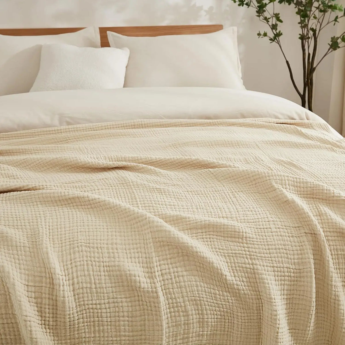 Pure Cotton Gauze Throw Blanket for Couch & Bed – Lightweight Breathable All-Season 100% Muslin Weave | Thomler