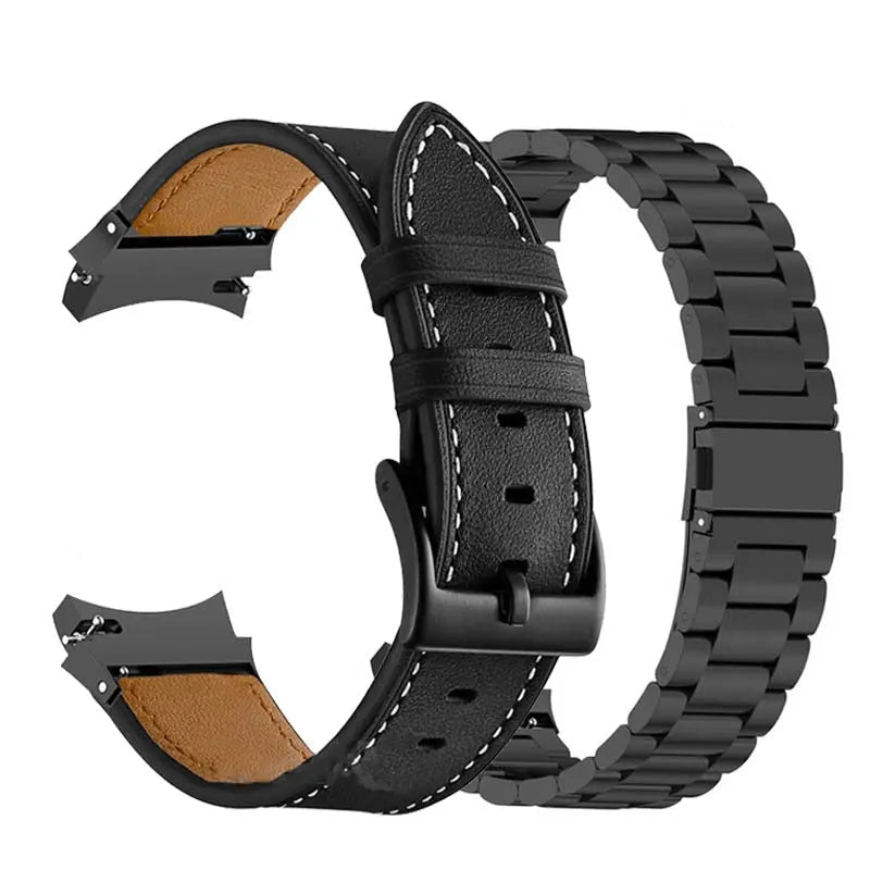 Leather & Steel Smartwatch Strap for Galaxy Watch 5 – Adjustable Wristband in Multiple Finishes | Thomler