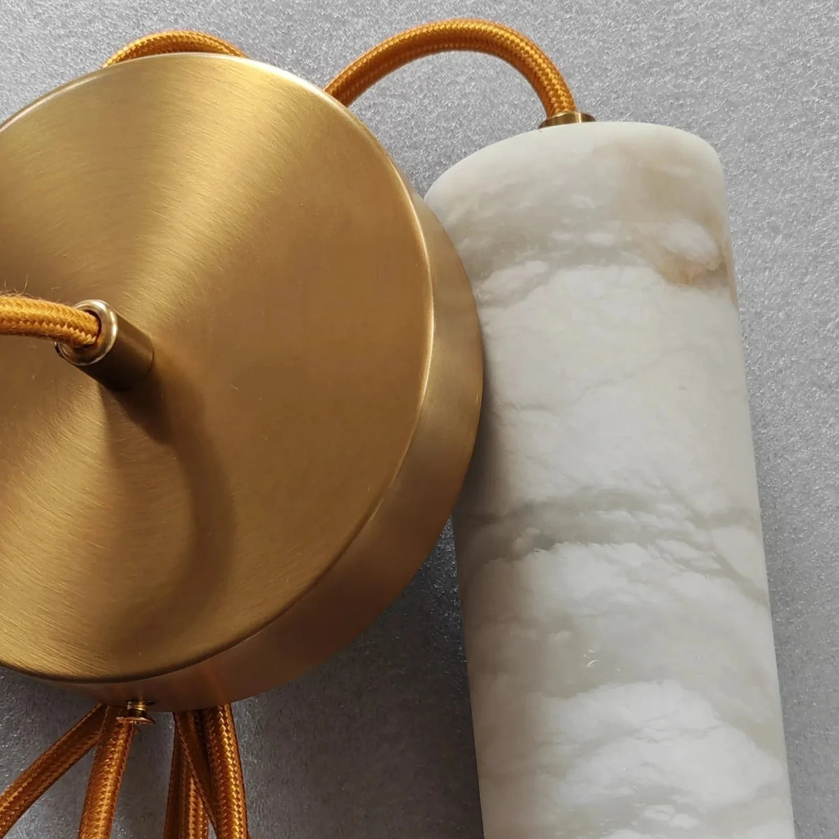 Hanging Marble Cylinder Light Fixture with Brass Hardware for Dining & Bedroom | Thomler