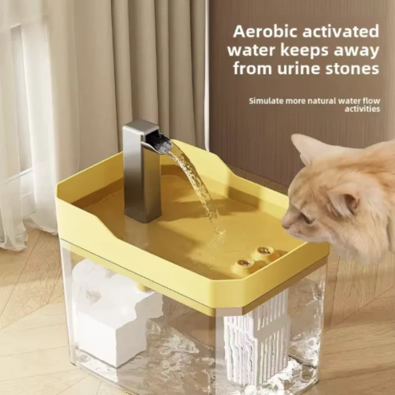 Circulating Cat Water Fountain with Pump & Filtration System, See-Through Design, Dry-Run Protection | Thomler