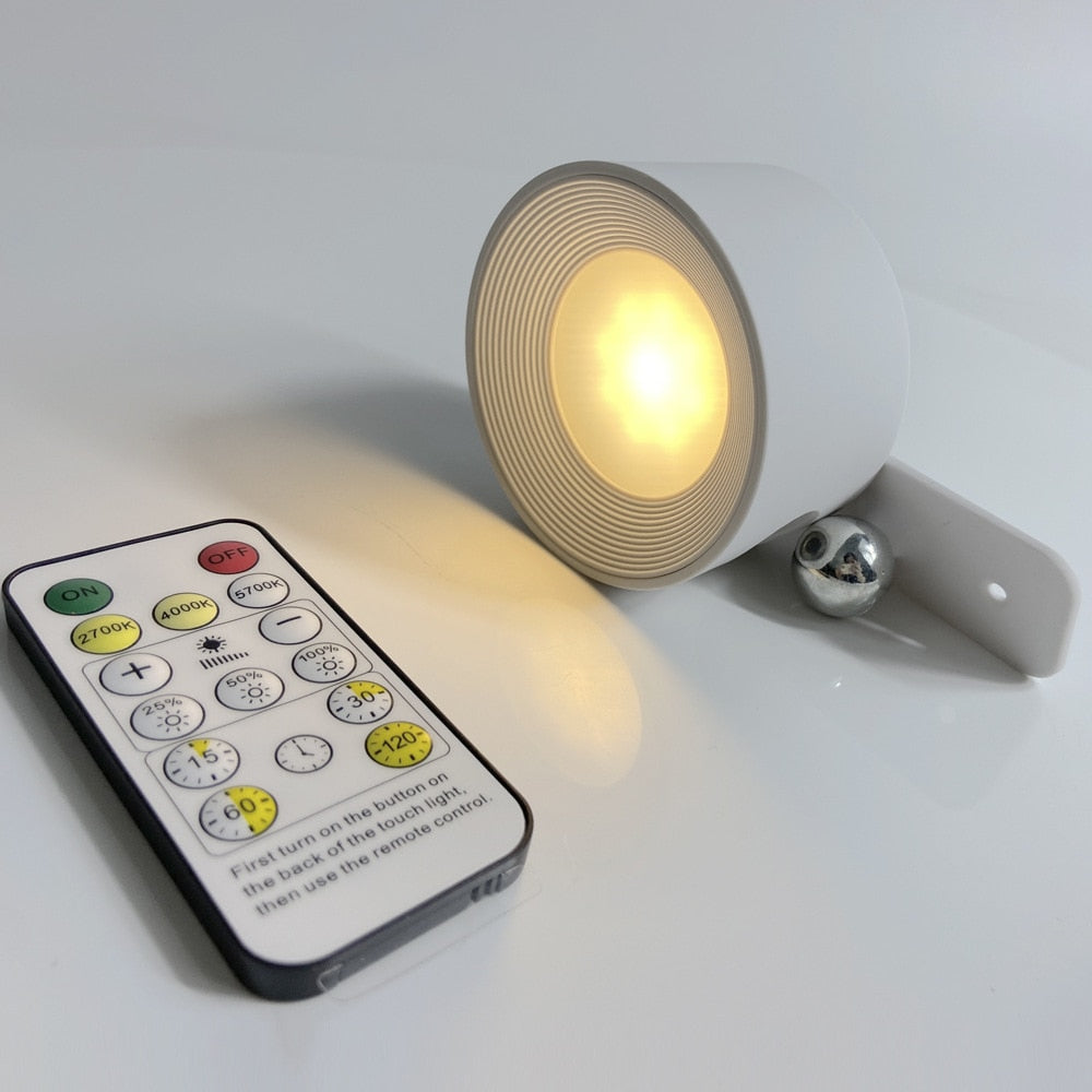 Cordless Rechargeable LED Wall Light with Remote Control | Adjustable Rotating Magnetic Sconce for Bedroom Living Room Hallway | Touch Dimmi | Thomler