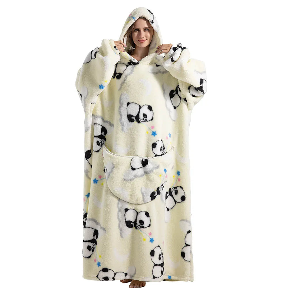 Oversized Wearable Throw with Sleeves – Ultra-Plush Hooded Wrap for All-Day Comfort – Sherpa Fleece Loungewear for Men & Women | Thomler