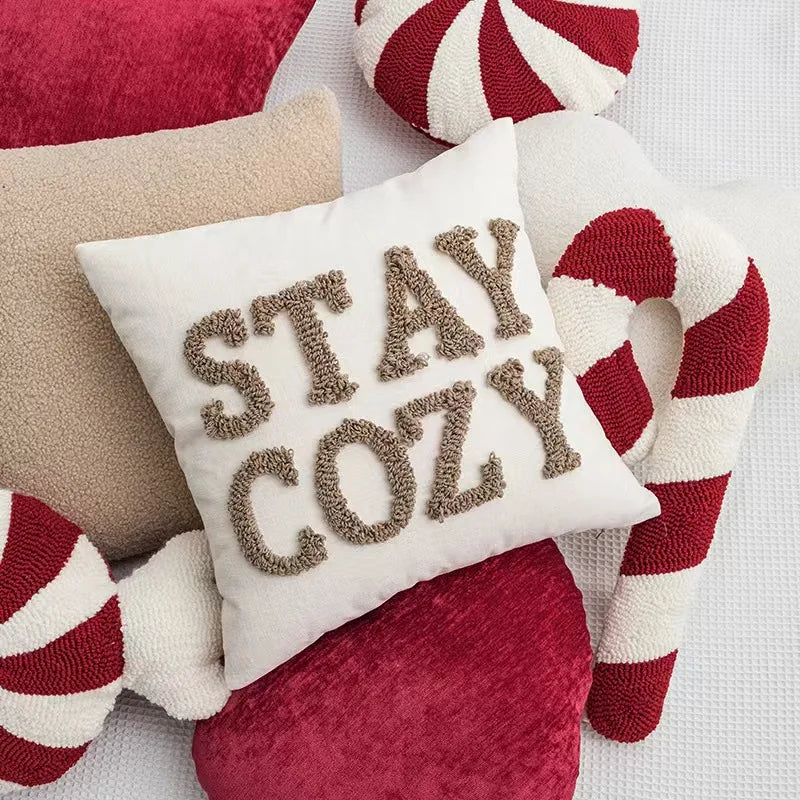 Festive Peppermint Stick Throw Pillow – Plush Novelty Holiday Cushion for Sofa and Couch Decoration | Thomler