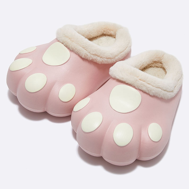 Plush Cat Paw Slippers with Fleece Lining – Cozy Winter House Shoes for Women & Men | Thomler