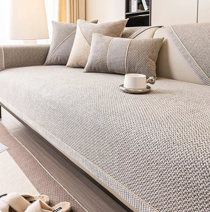 Sofa Throw Cotton Linen 70 in x 35 in (177.8 cm x 88.9 cm) Breathable Slip-Resistant Cover for Home Furniture Protection | Thomler