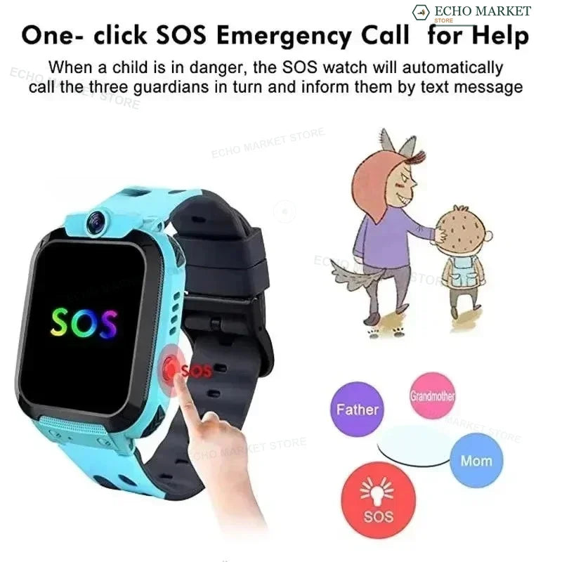 Kids GPS Tracker Watch with SOS Emergency Call Camera Voice Chat IP67 Water Resistant Location Monitoring Smartwatch for Children iOS | Thomler