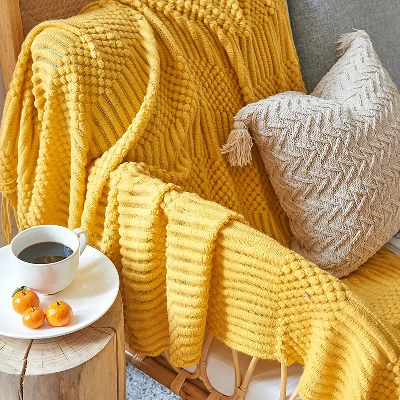 Chunky Knit Throw Blanket – Cozy Acrylic Sofa & Bed Cover for Living Room & Bedroom | Thomler