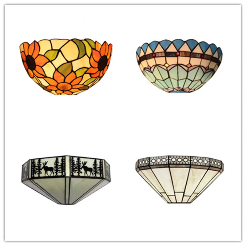 Wall Lamp Glass Mosaic E27 Blue Pastel Green Vintage Bedroom Hallway Ambient Lighting Fixture | Thomler