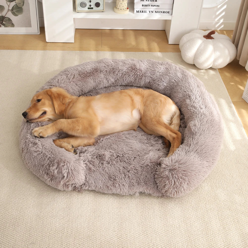 Round Semi-Open Pet Bed with Plush Cushion & Non-Slip Base – Machine Washable Cover – 4 Sizes | Thomler