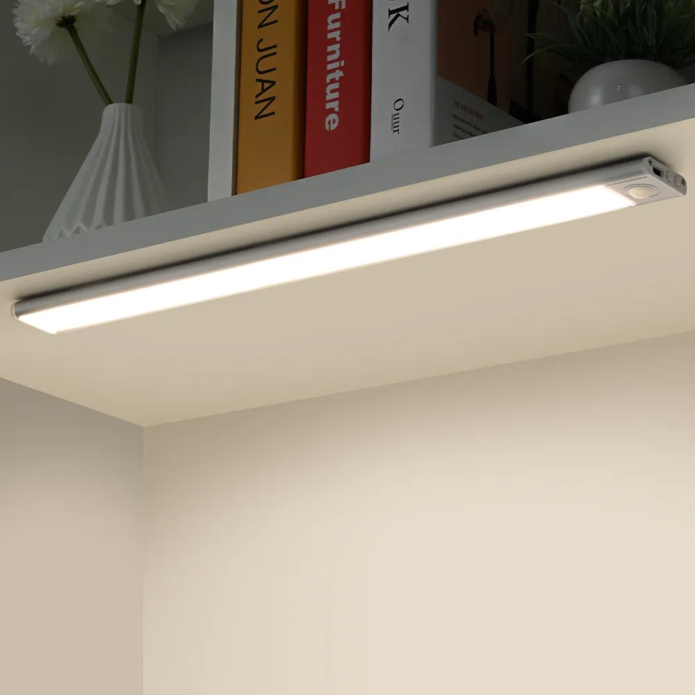Motion Sensor LED Under Cabinet Light Rechargeable Magnetic Strip Battery Powered Kitchen Closet Pantry Hallway Wireless Lighting Bar for Co | Thomler