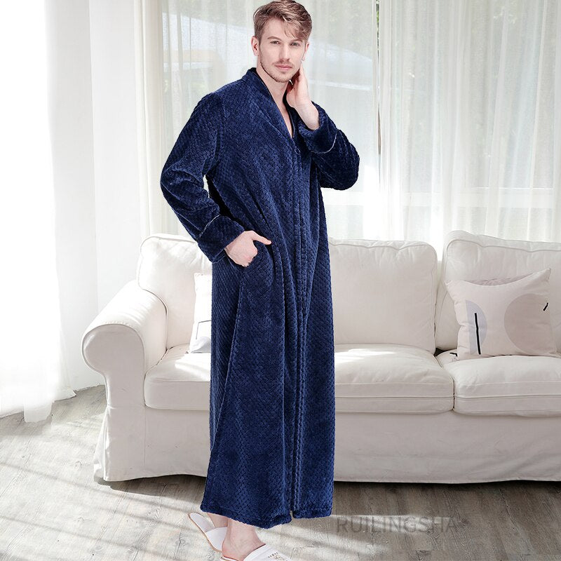 Zippered Fleece Bathrobe for Women & Men Hooded & Non-Hooded Thermal Lounge Robe with Pockets Soft Lightweight Warmth | Thomler