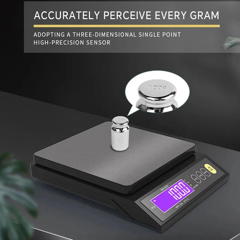 Waterproof Digital Food Scale – 11 lb / 1 oz or 22 lb / 0.04 oz Capacity, Rechargeable LCD Kitchen Scale for Meal Prep, Baking, Portion | Thomler