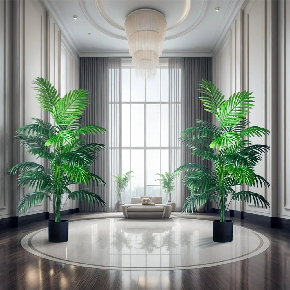 Artificial Palm Tree Plastic 90.0 cm Set Of 2 Indoor Outdoor Tropical Floor Plant Decor | Thomler