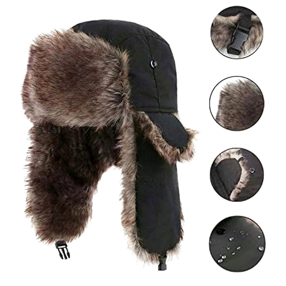 Insulated Trapper Hat with Ear Flaps & Faux Fur Lining – Windproof Winter Beanie for Men & Women | Thomler