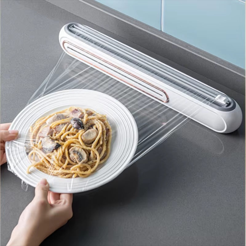 Magnetic Wrap Dispenser with Precision Cutter for Plastic Wrap, Foil & Parchment Paper – Space-Saving Kitchen Organizer, BPA-Free | Thomler