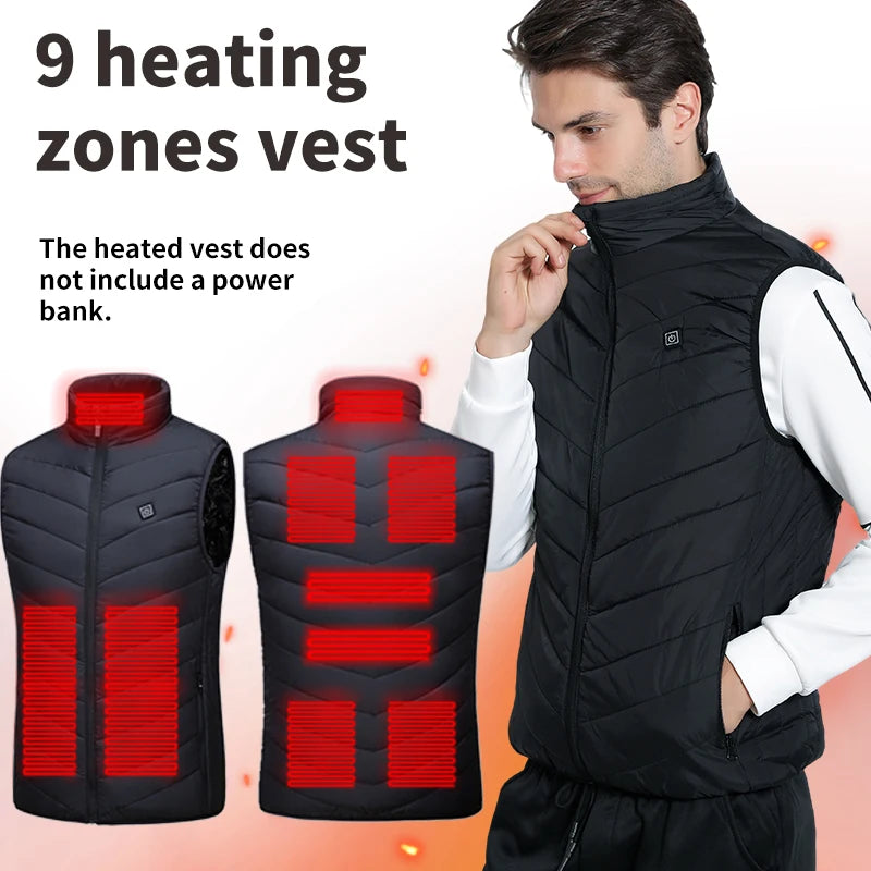 Electric Thermal Gilet for Men — 9 Heating Panels, Battery-Operated Insulated Layer, Outdoor & Everyday Wear | Thomler