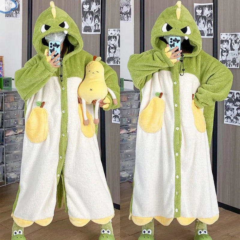 Animal Hooded Wearable Blanket Pajamas – Plush Fleece Full-Body Loungewear for Cozy Nights & Lazy Days | Thomler