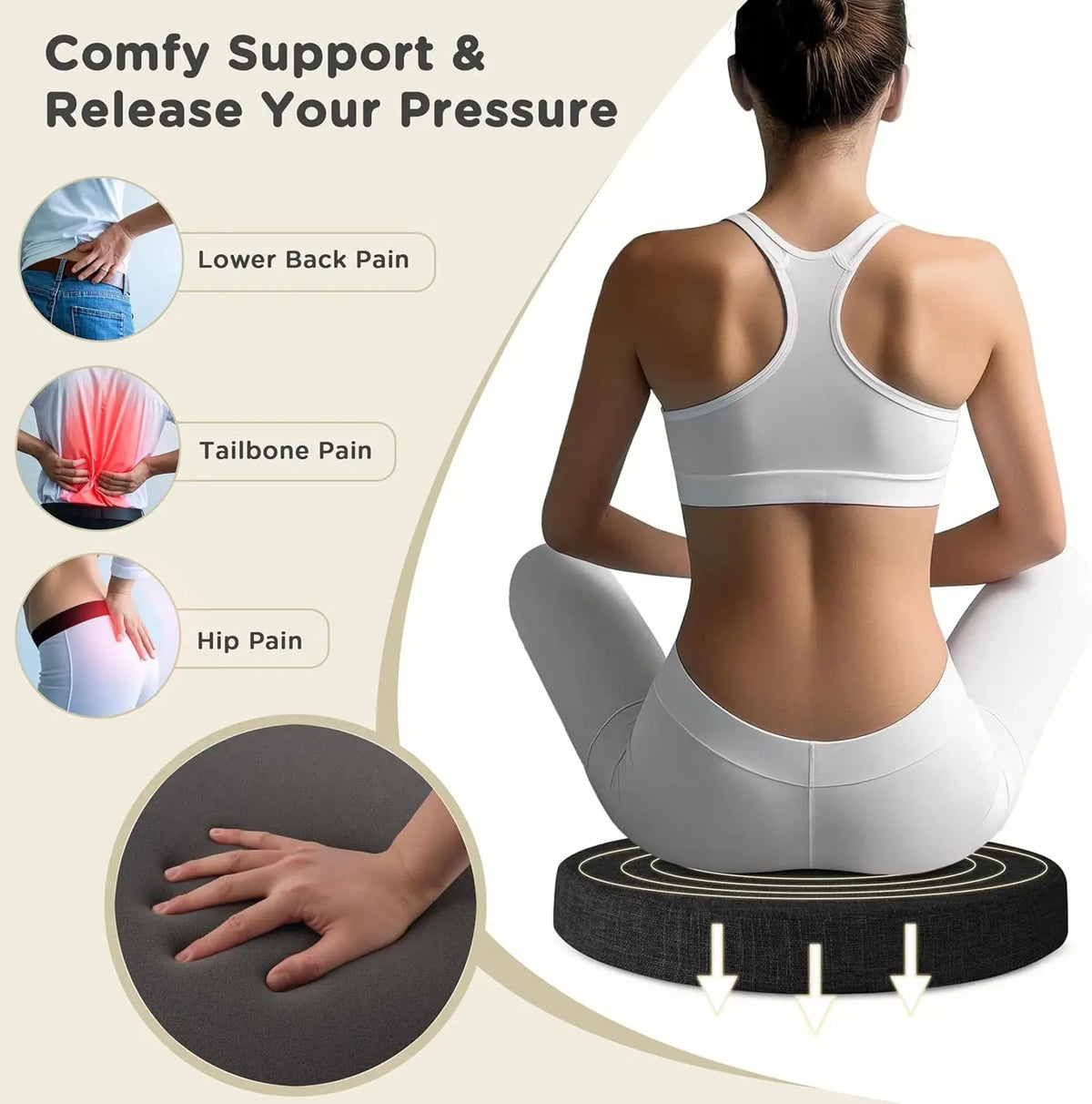 Round Seat Pad with Zipper – Machine-Washable Cotton-Blend Stool Cushion for Kitchen, Dining, Bar & Office Chairs | Thomler