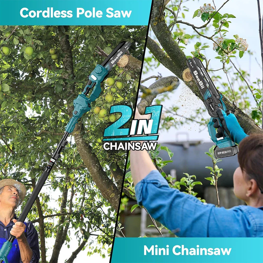 Pole Saw Cordless 20.0 cm 21V Extendable Garden Tree Pruning Chainsaw With Adjustable Cutting Head | Thomler