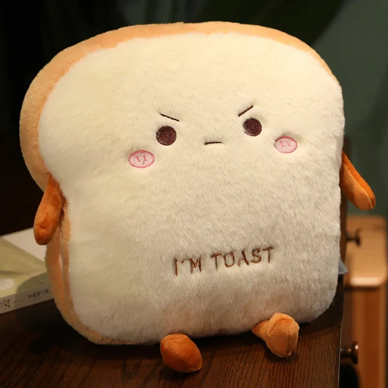 Soft Plush Toast Hand Warmer Pillow with Pocket – Cozy Stuffed Bread Cushion for Warmth & Comfort | Thomler
