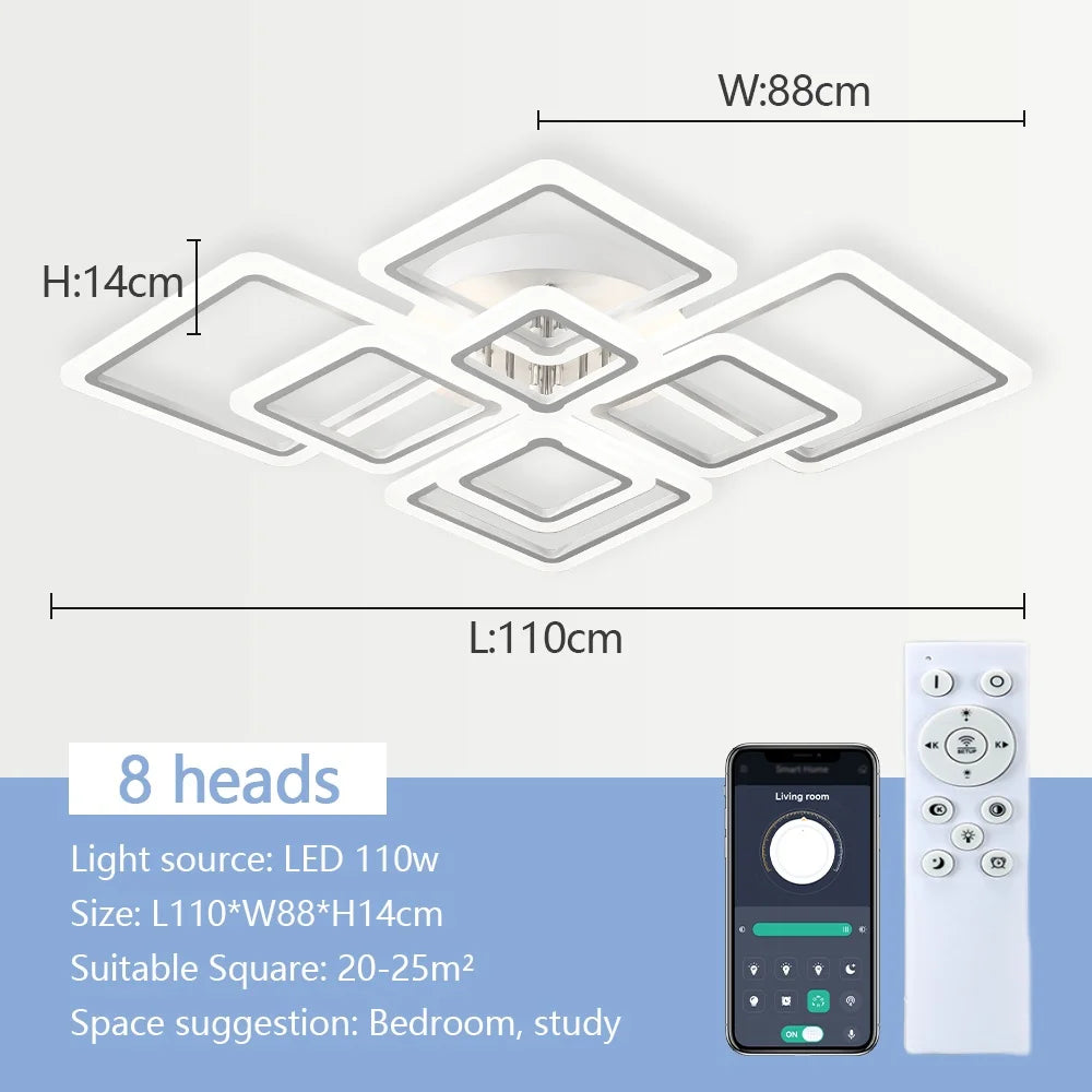 Ceiling Light Aluminium LED 128.0 cm White Dimmable Living Room Bedroom Modern Square Flush Mount Fixture | Thomler