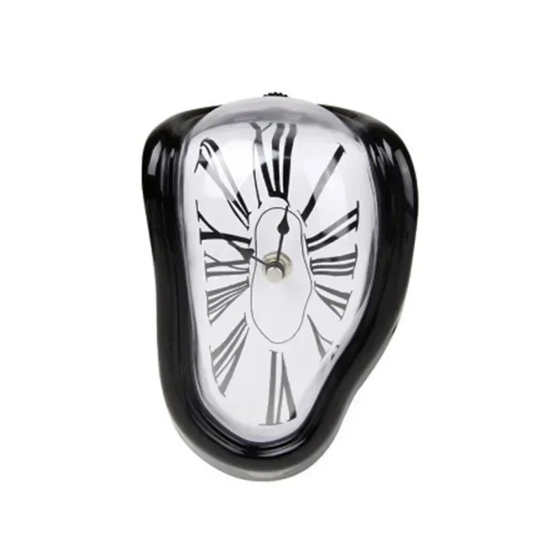 Desk Clock Aluminium Quartz 18.0 cm Silver Surreal Shelf Mantel Office Decorative Melting Roman Numeral Timepiece | Thomler