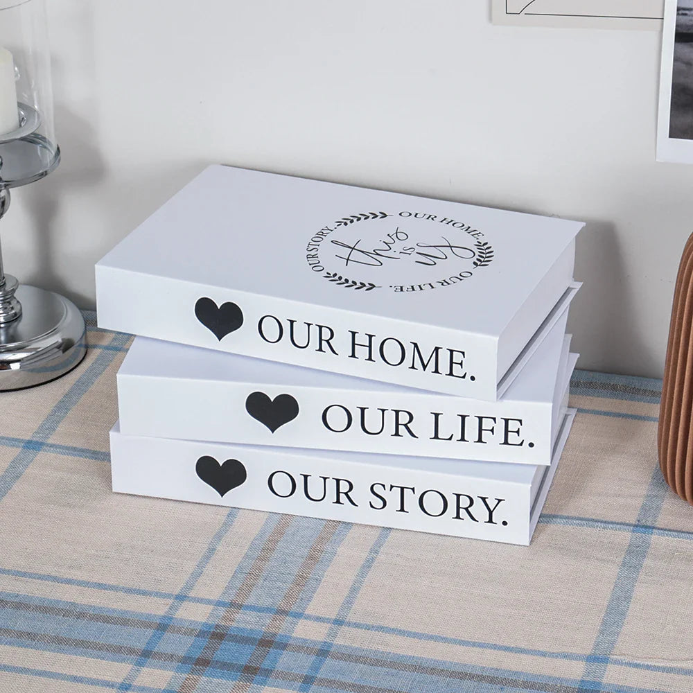 Decorative Faux Books Cardboard Foldable Set Of 3 Living Room Coffee Table Styling Bookshelf Display Interior Decor | Thomler