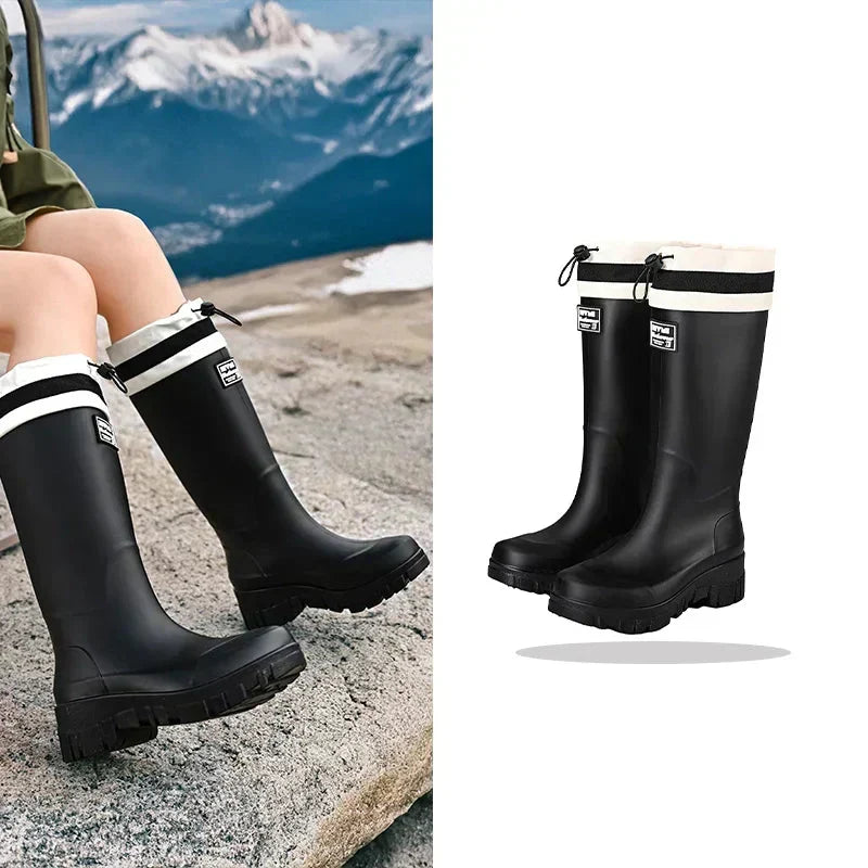 Women's Waterproof Rain Boots with Non-Slip Sole – Vintage-Inspired Rubber Boots for Fall & Winter, Mid-Calf & Tall Styles | Thomler
